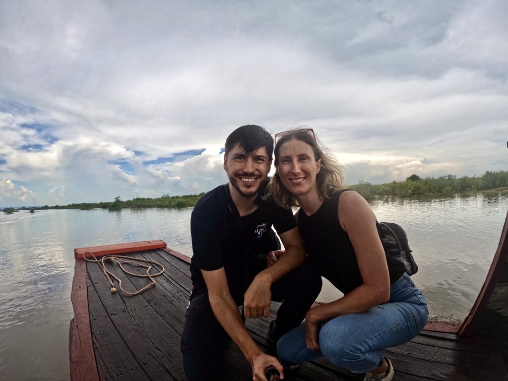 cross-cultural couple on a boat